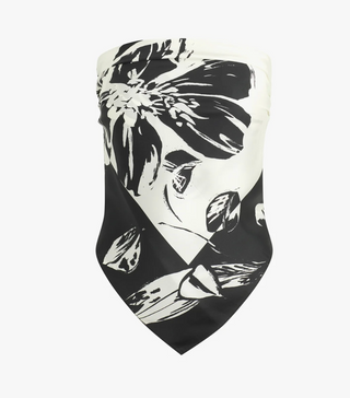 Favorite Daughter - The Vintage Floral Silk Square Scarf - Black/Ivory