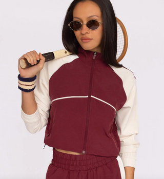 Fore Te Club Attire - Nicole Cropped Windbreaker Jacket - Burgundy
