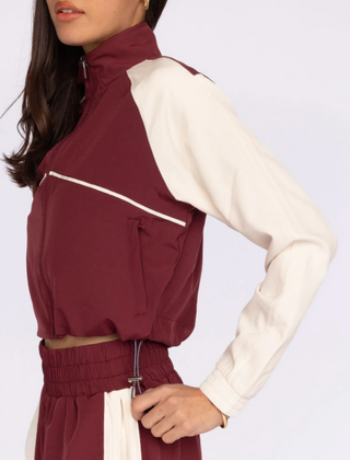 Fore Te Club Attire - Nicole Cropped Windbreaker Jacket - Burgundy