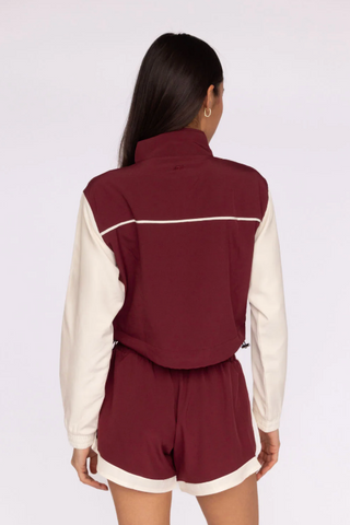 Fore Te Club Attire - Nicole Cropped Windbreaker Jacket - Burgundy