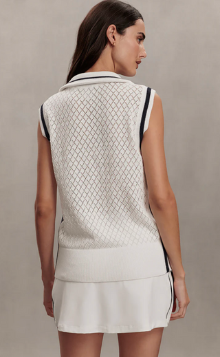 Varley - Stefan Half-Zip Knit Vest - White/Blue Heights