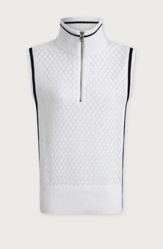 Varley - Stefan Half-Zip Knit Vest - White/Blue Heights