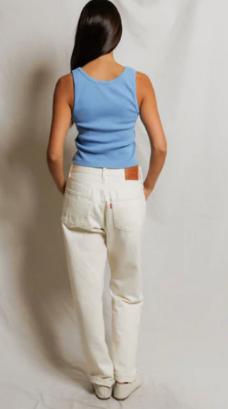 perfectwhitetee - Blondie Ribbed Stretch Cotton Tank Top - Pacific Blue