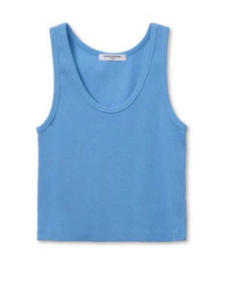 perfectwhitetee - Blondie Ribbed Stretch Cotton Tank Top - Pacific Blue