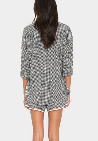 Xirena - Starla Gingham Lace Trim Short - Black Sand