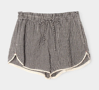 Xirena - Starla Gingham Lace Trim Short - Black Sand
