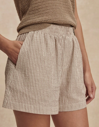 Varley - Darina Seersucker Short - Birch Taupe Stripe