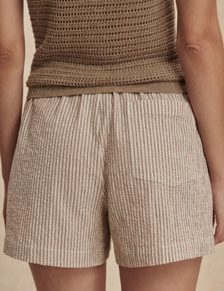 Varley - Darina Seersucker Short - Birch Taupe Stripe