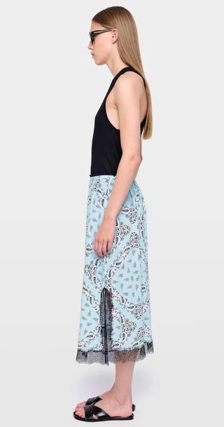 Zadig & Voltaire - Jarvis Soft Bandana Midi Skirt - Bleu Oxford