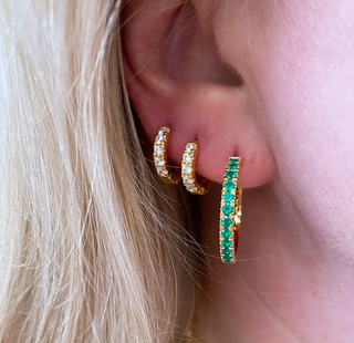 Juler's Row - 18K Vermeil & CZ Hinged Huggie Hoop Earrings