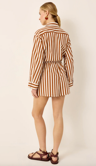 Marie Oliver - Dakota Long Sleeved Poplin Playsuit - Coffee/Cream