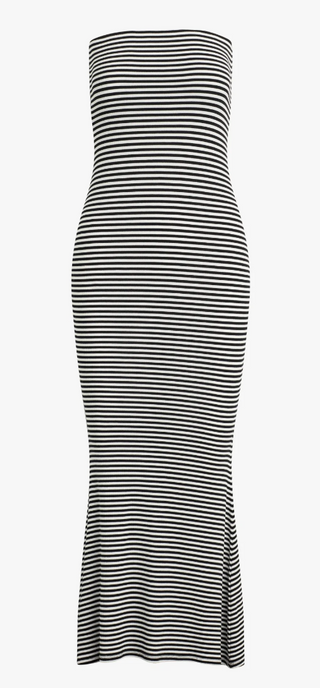 Favorite Daughter - The Clean Slate Strapless Midi Dress - Black/White Stripe