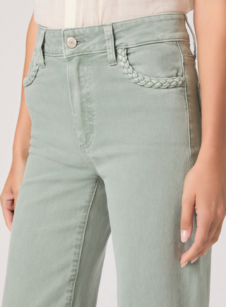 Paige - Anessa 31" Braided Trim Wide Leg Jean - Vintage Seaglass