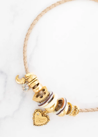 Elizabeth Cole - Cosmic Love Leather Cord Charm Necklace - Tan