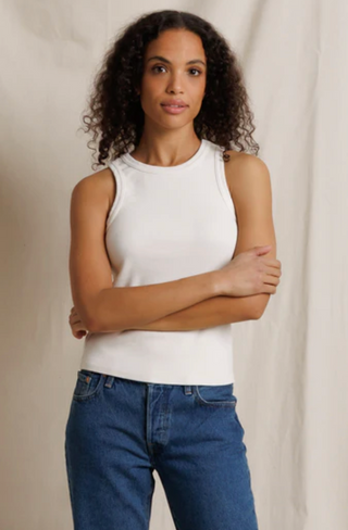 perfectwhitetee - Daphne High Neck Ribbed Tank Top - Bright Ivory