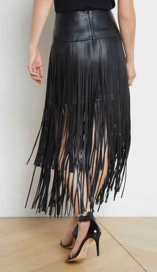 L'Agence - Karolina Fringe Maxi Skirt.- Black