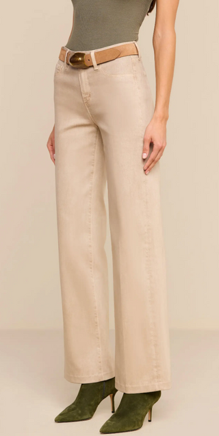 L'Agence - Scottie Wide Leg Coated Jean - Antique Birch