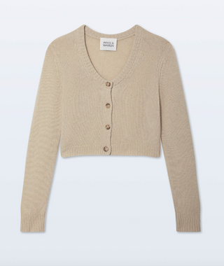 White & Warren - Cashmere Scoop Neck Cropped Cardigan -