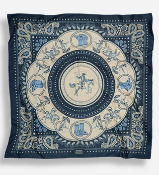 Maison Lecomte Flament - Cotton Voile Square Scarf - Dark Navy Rodeo