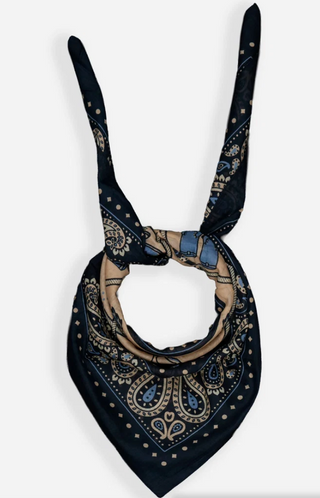 Maison Lecomte Flament - Cotton Voile Square Scarf - Dark Navy Rodeo