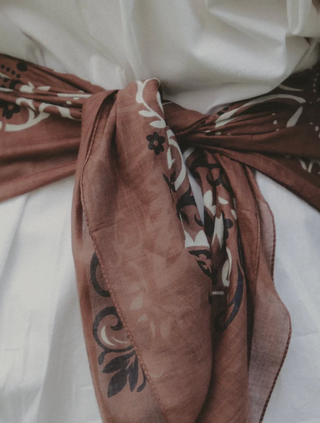 Maison Lecomte Flament - Cotton Voile Bandana Scarf - Chocolate