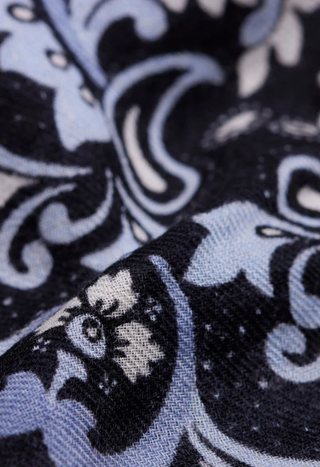 Maison Lecomte Flament - Wool/Cashmere Floral Bandana Scarf - Black