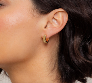 Miranda Frye - Debbie Fluted Huggie Earrings - Yellow Gold