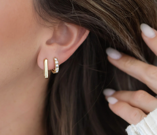 Miranda Frye - Wendy Pearl & CZ Huggie Earrings - Yellow Gold