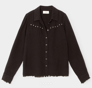 Xirena - Eastwood Studded Cotton Gauze Shirt - Black