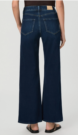 Paige - Anessa 31" Dark Wash Wide Leg Jeans - Amagansett