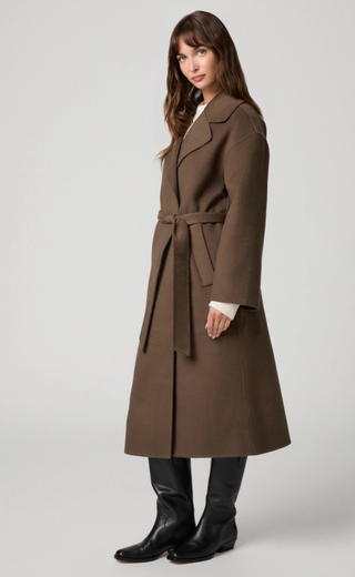 Paige - Connery Long Wrap Wool Coat - Mushroom
