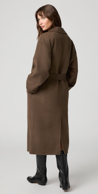 Paige - Connery Long Wrap Wool Coat - Mushroom