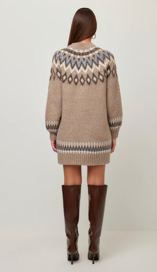 Fifteen Twenty - Vera Jacquard Sweater Dress - Taupe Multi
