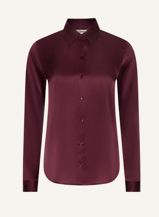 L'Agence - Tyler Long Sleeved Button Down Silk Blouse - Merlot Red