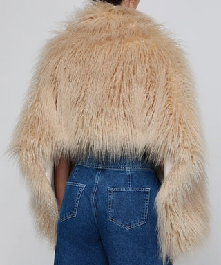 L'Agence - Sabine Faux Fur Stole Wrap - Biscuit