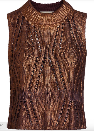 Marie Oliver - McGuire Sleeveless Foiled Cable Knit Top - Chocolate