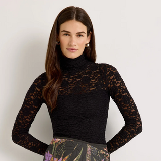 Marie Oliver - Eloise Lace Turtleneck Top - Black