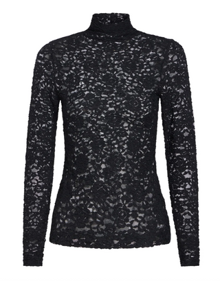 Marie Oliver - Eloise Lace Turtleneck Top - Black