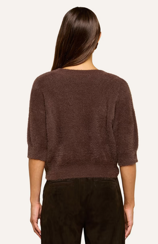 L'Agence - Guinevere Cropped Fuzzy Pullover Sweater - Dark Java