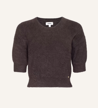 L'Agence - Guinevere Cropped Fuzzy Pullover Sweater - Dark Java