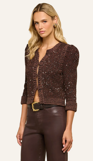 L'Agence - Thistle Sequined Cardigan - Java/Black