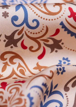 Maison Lecomte Flament - Bozeman Silk Bandana Scarf - Ecru/Red/Blue
