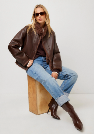 Fifteen Twenty - MacKenzie Reversible Faux Fur Coat - Wood