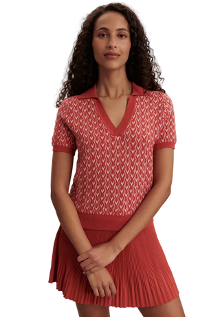 Varley - Ezrella Knit Polo Top - Baked Apple
