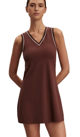 Varley Kahlani V-Neck Active Dress - Brown Stone