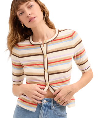 Veronica Beard - Brendan Terry Cardigan Top - Khaki Multi