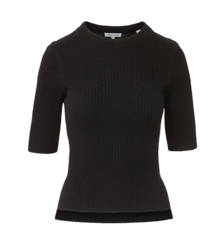 Veronica Beard - Emil Ribbed Cashmere Half Sleeve Pullover - Black