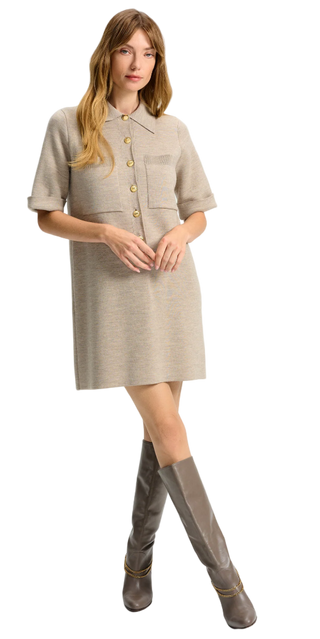 Veronica Beard - Madden Knit Mini Shirtdress - Oatmeal