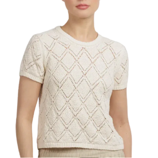 White & Warren - Cotton Pointelle Knit Top - Ivory