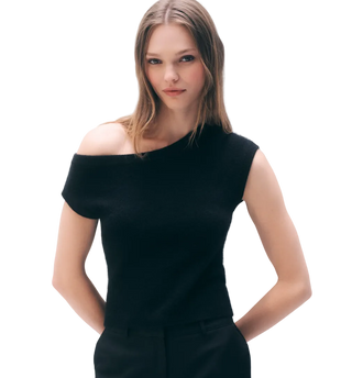 White & Warren - Cashmere Off Shoulder Top - Black